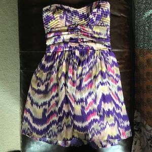 Parker Strapless Silk Ikat Print Dress